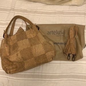 Artelusa cork tote with removable cross body strap made & purchased in Portugal